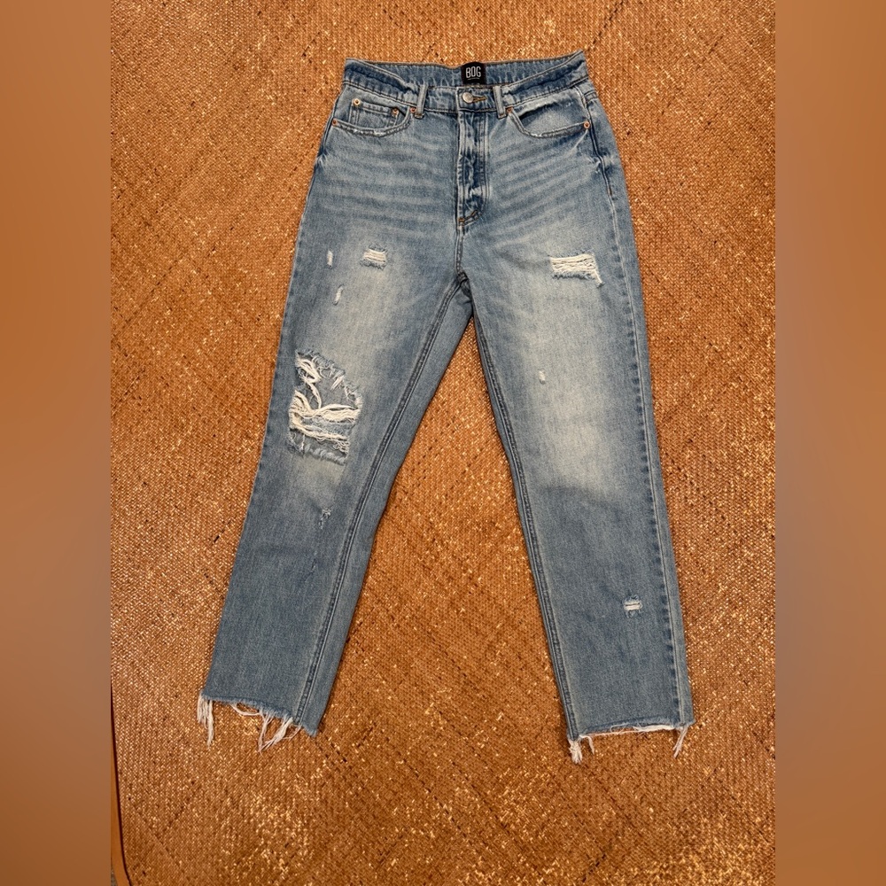 BDG Medium Blue Ripped Straight Leg Jeans